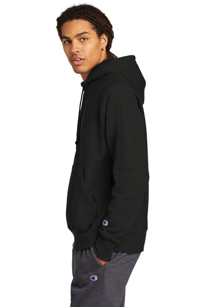 Black Champion Reverse Weave Hooded Sweatshirt S101 plain