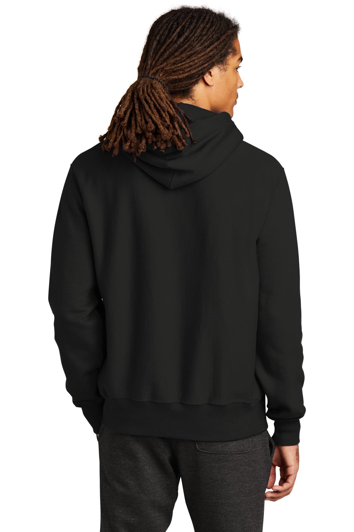 Black Champion Reverse Weave Hooded Sweatshirt S101 plain