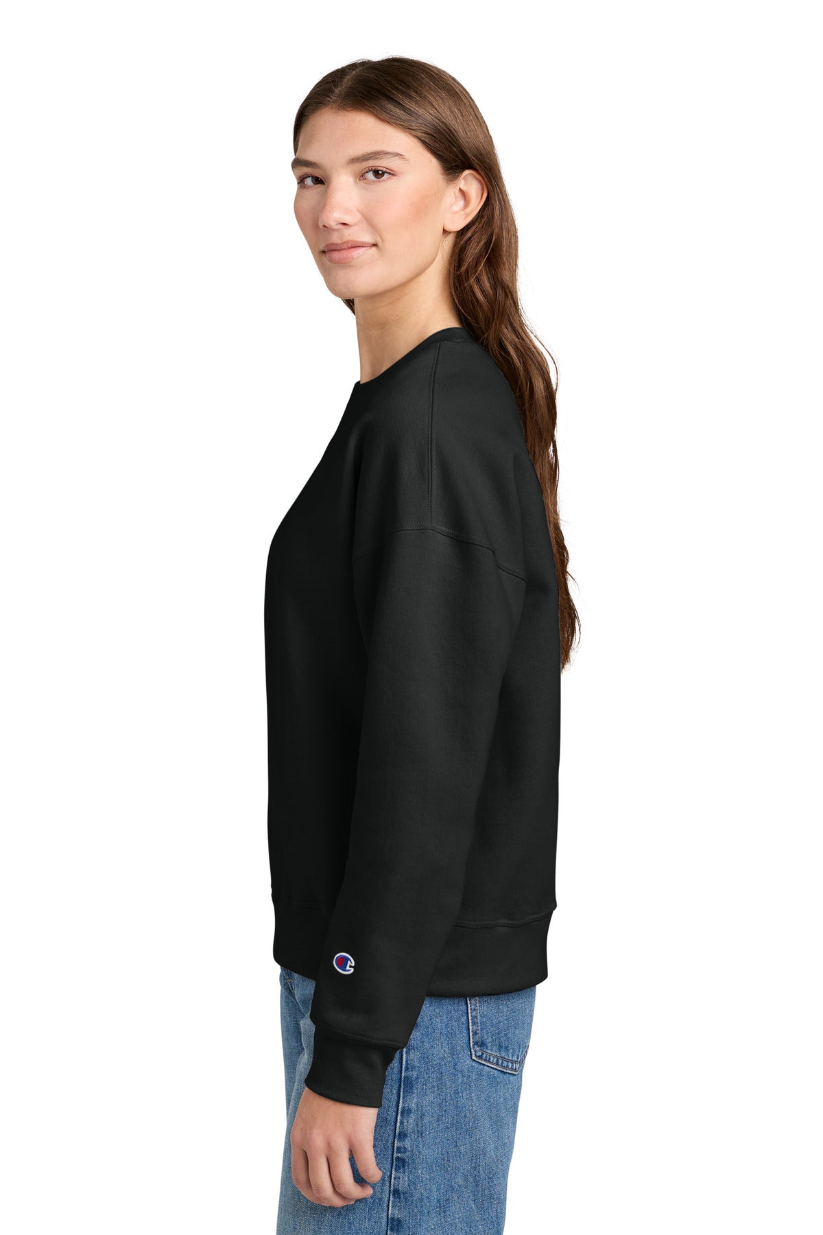 Black Champion Women's Powerblend Crewneck Sweatshirt SL650 plain