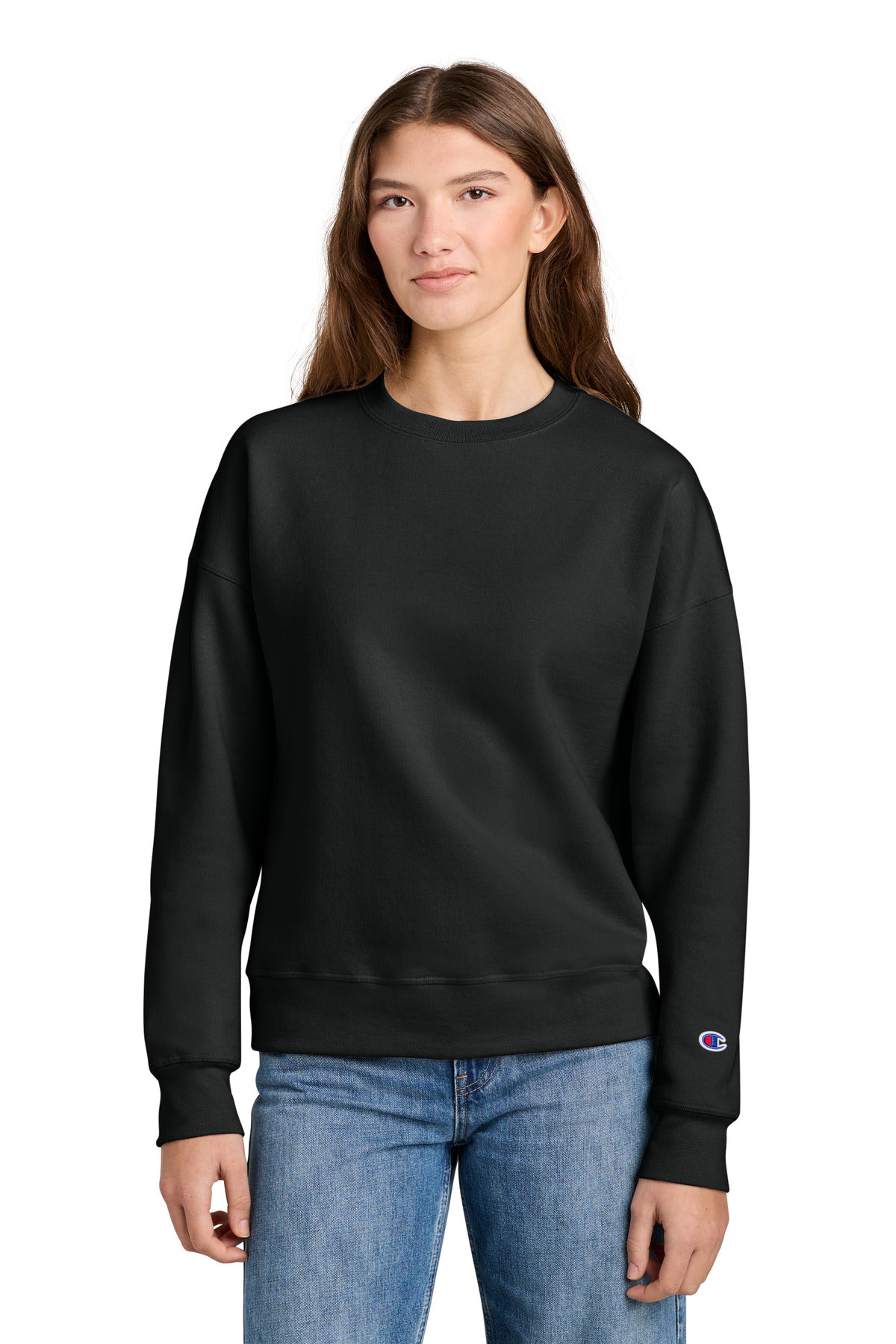 Black Champion Women's Powerblend Crewneck Sweatshirt SL650 plain