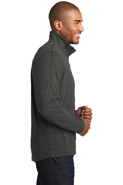 Black Char Hea Port Authority Heather Microfleece Full-Zip Jacket. F235 plain