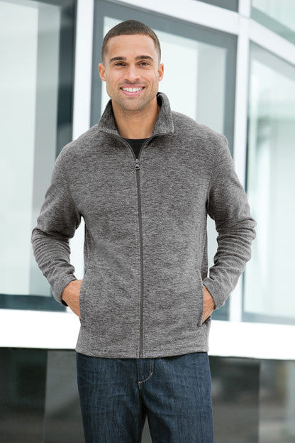 Black Char Hea Port Authority Heather Microfleece Full-Zip Jacket. F235 plain