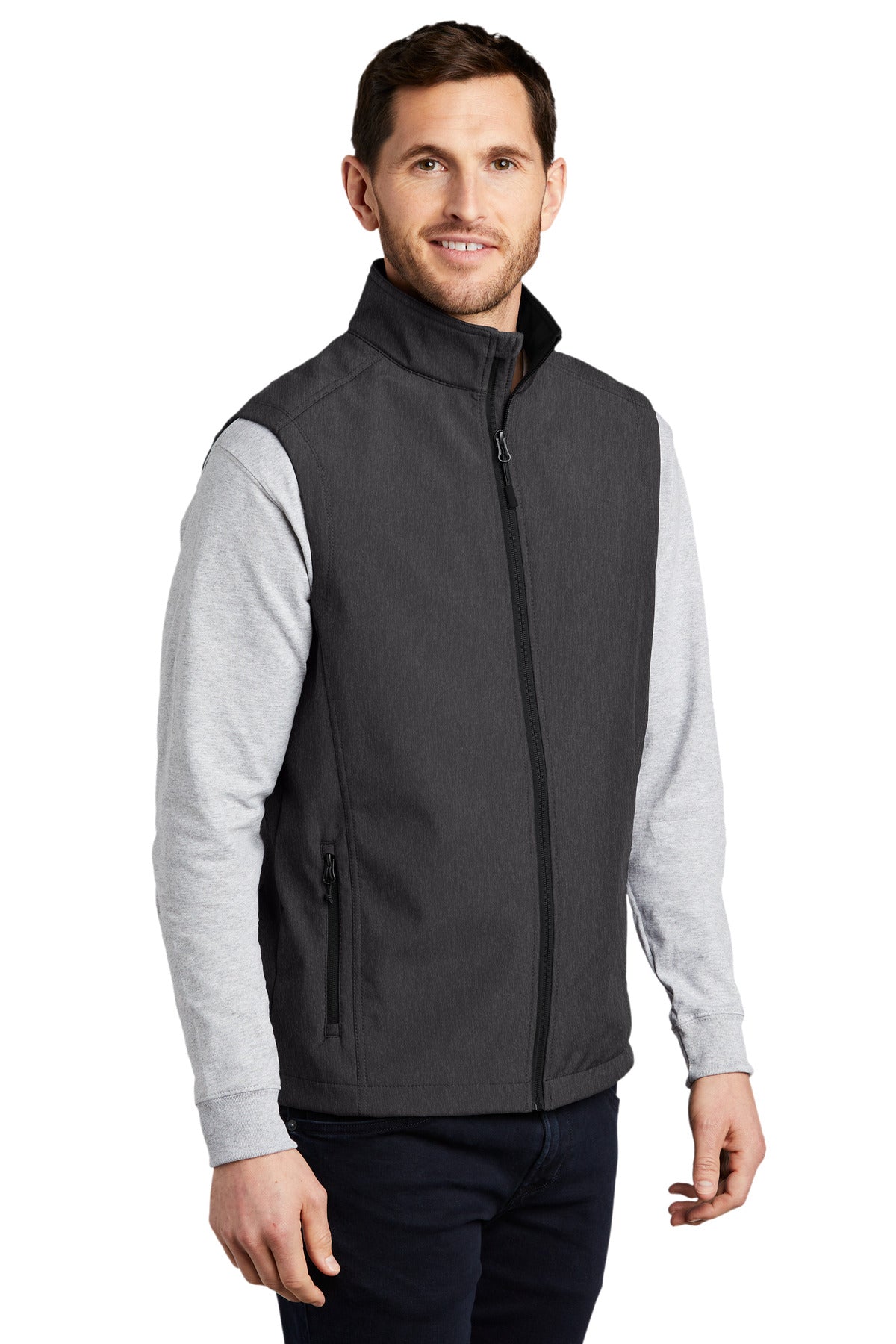 Black Char Hth Port Authority Core Soft Shell Vest. J325 plain