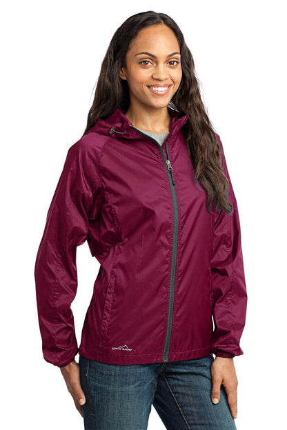 Black Cherry Eddie Bauer Women's Packable Wind Jacket. EB501 plain