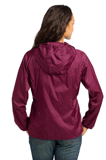 Black Cherry Eddie Bauer Women's Packable Wind Jacket. EB501 plain