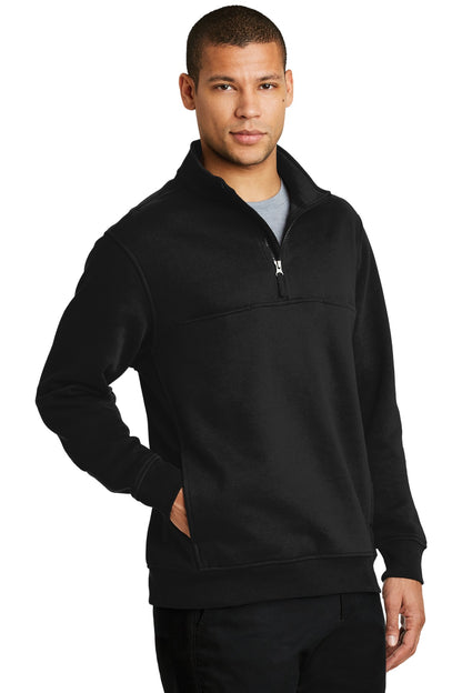 Black CornerStone 1/2-Zip Job Shirt. CS626 plain