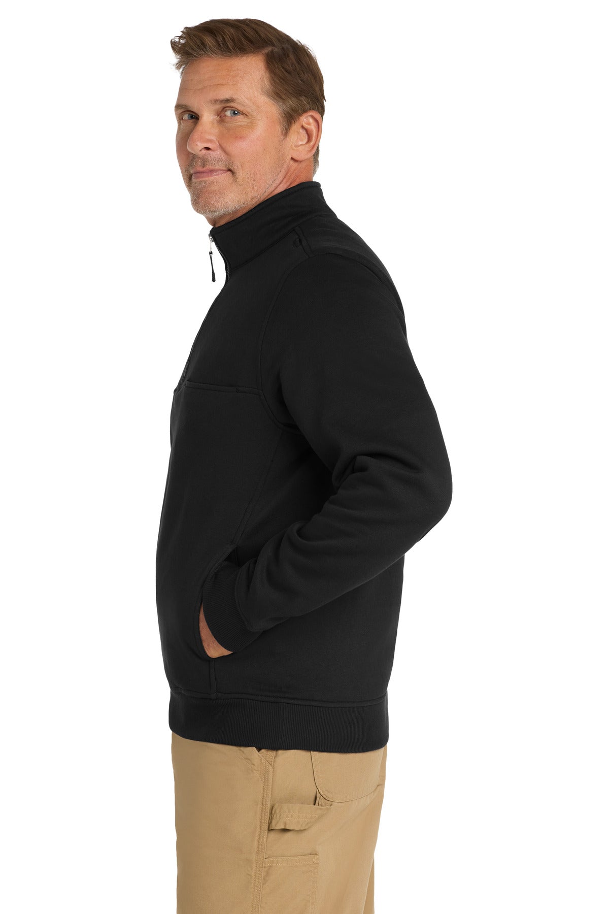 Black CornerStone 1/2-Zip Job Shirt. CS626 plain