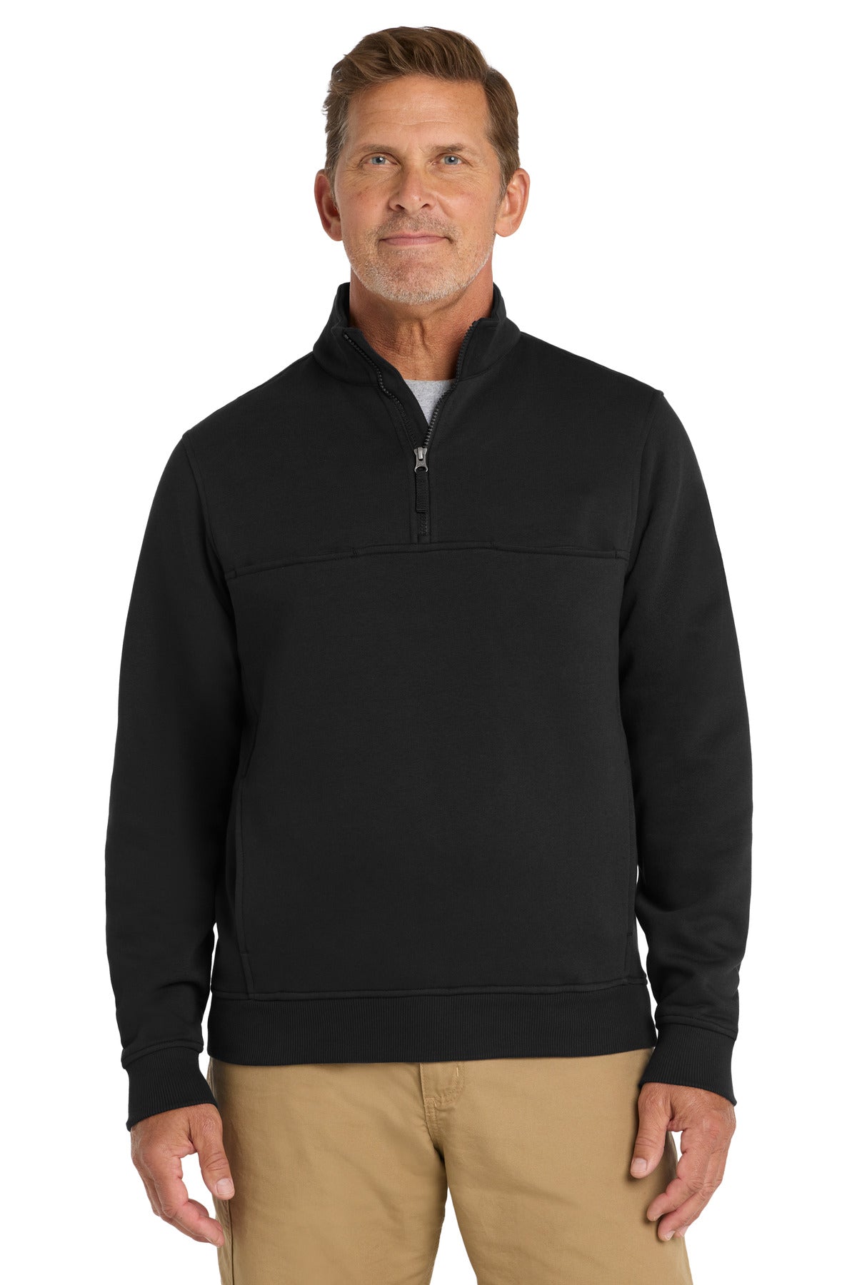 Black CornerStone 1/2-Zip Job Shirt. CS626 plain