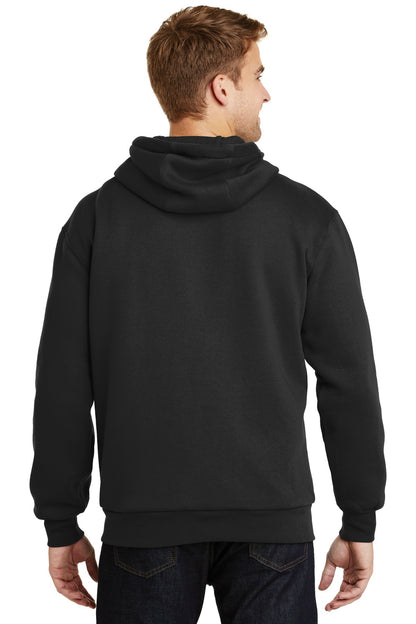 Black CornerStone - Heavyweight Full-Zip Hooded Sweatshirt with Thermal Lining. CS620 plain