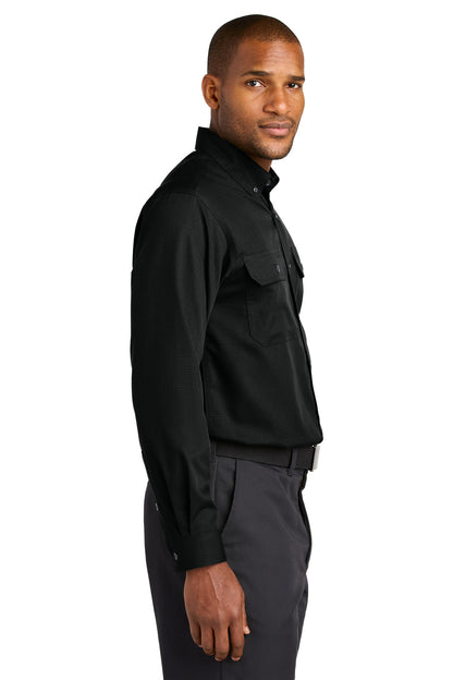 Black CornerStone Long Sleeve Select Ripstop Shirt CSW174 plain
