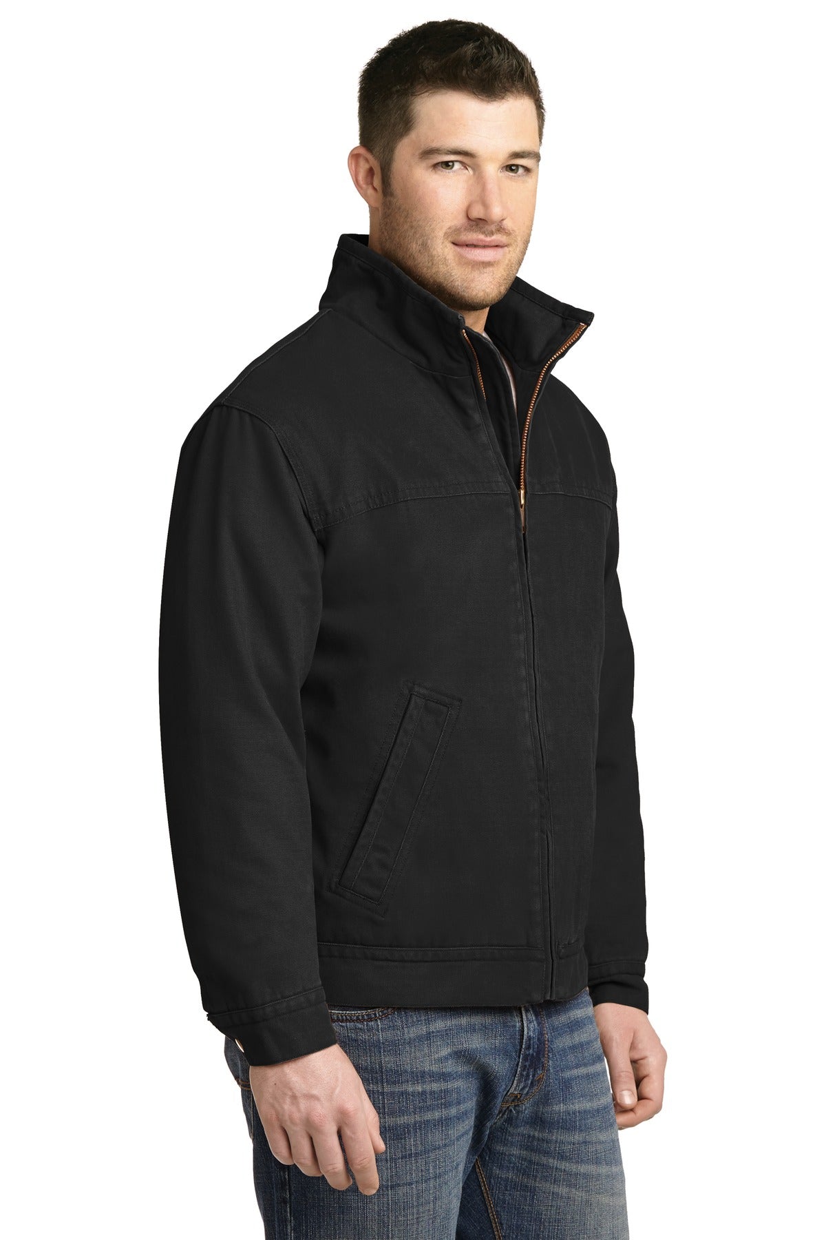 Black CornerStone Washed Duck Cloth Flannel-Lined Work Jacket. CSJ40 plain