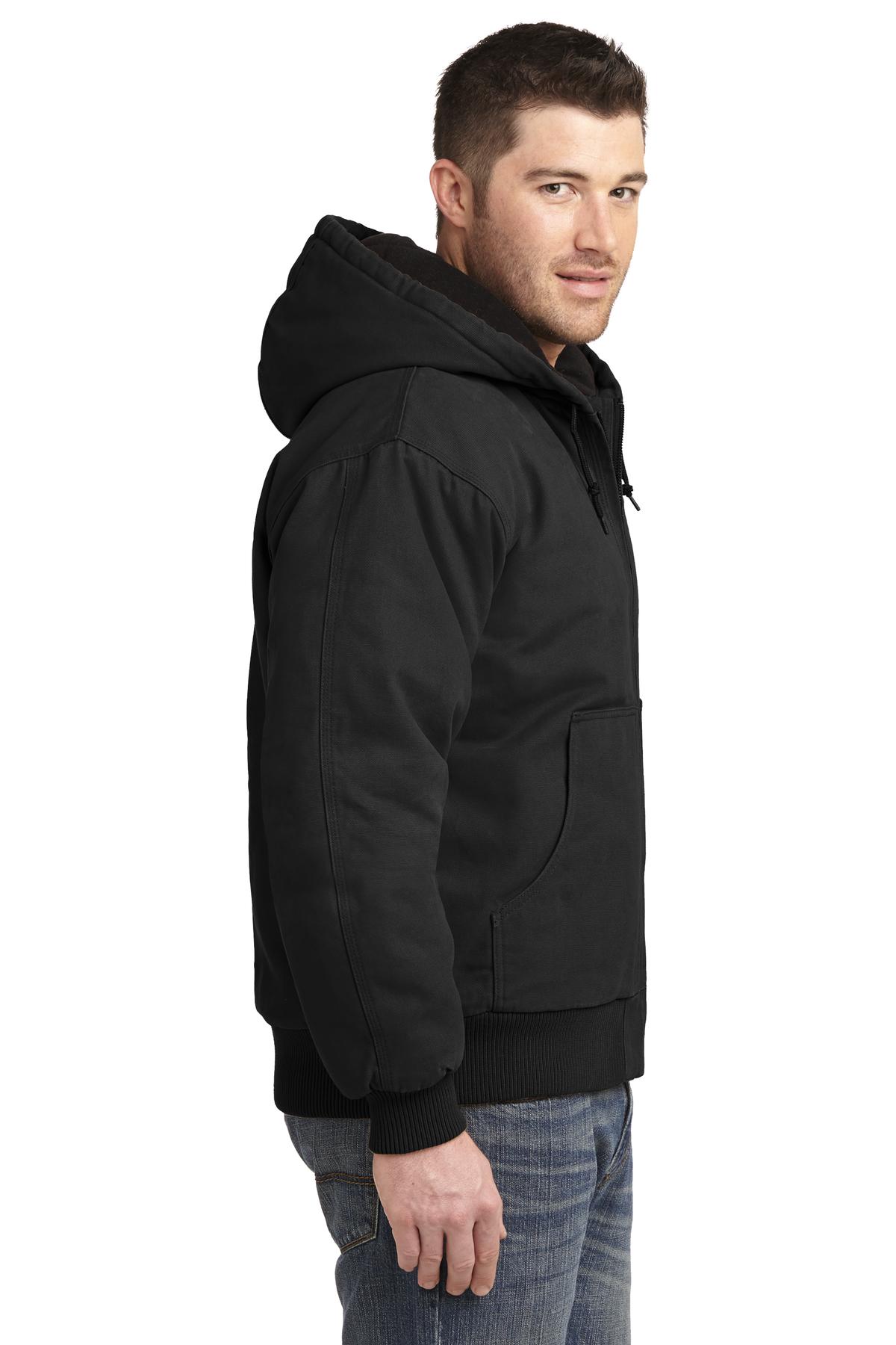 Black CornerStone Washed Duck Cloth Insulated Hooded Work Jacket. CSJ41 plain