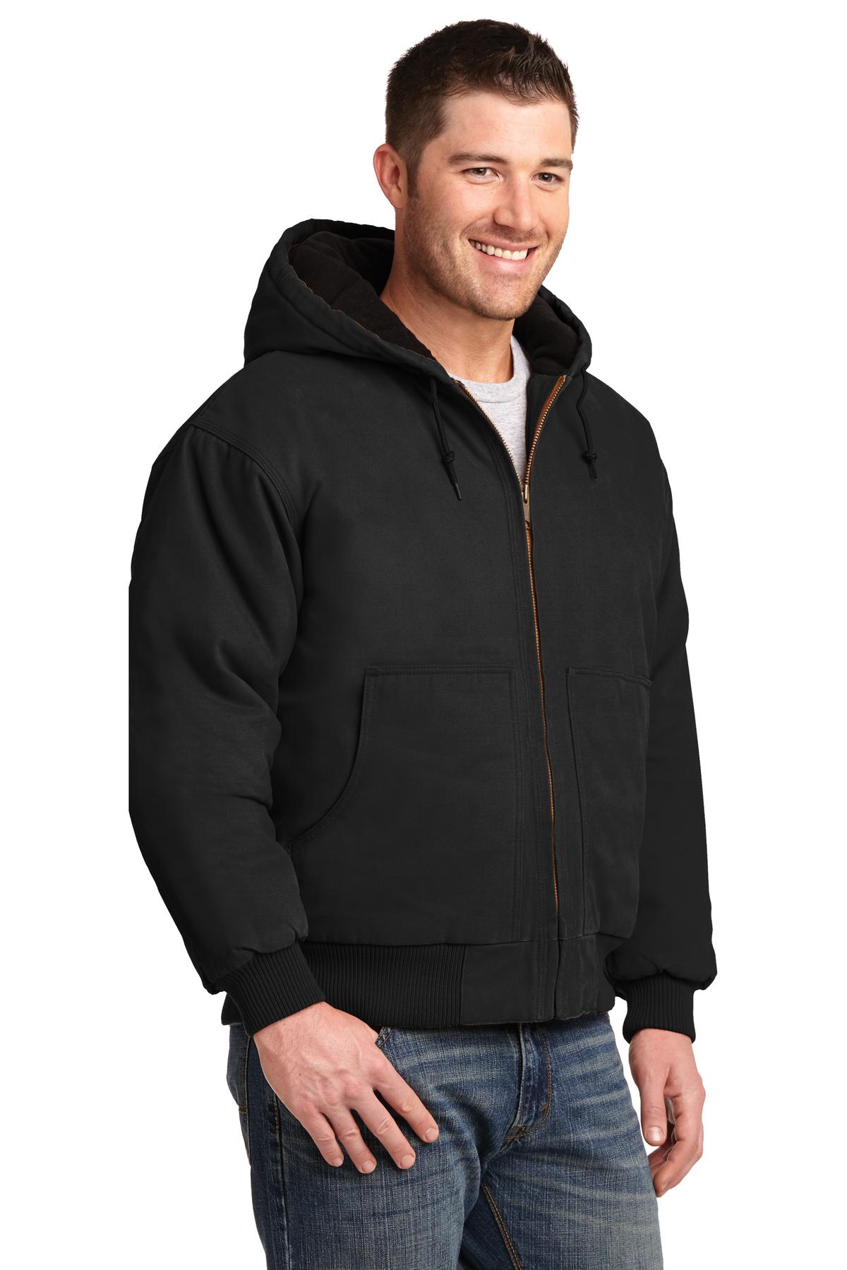 Black CornerStone Washed Duck Cloth Insulated Hooded Work Jacket. CSJ41 plain
