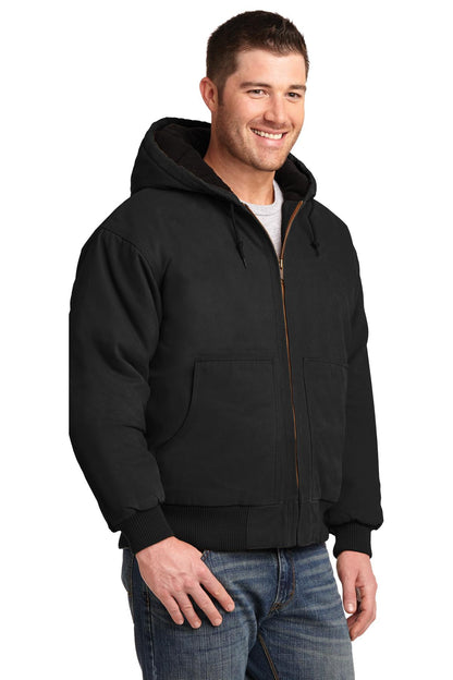 Black CornerStone Washed Duck Cloth Insulated Hooded Work Jacket. CSJ41 plain