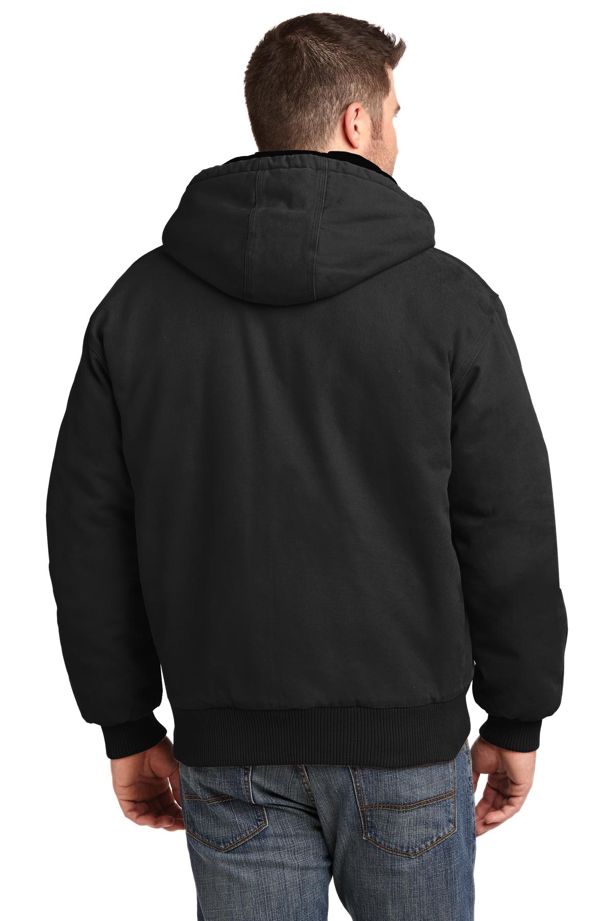 Black CornerStone Washed Duck Cloth Insulated Hooded Work Jacket. CSJ41 plain