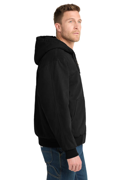 Black CornerStone Washed Duck Cloth Insulated Hooded Work Jacket. CSJ41 plain