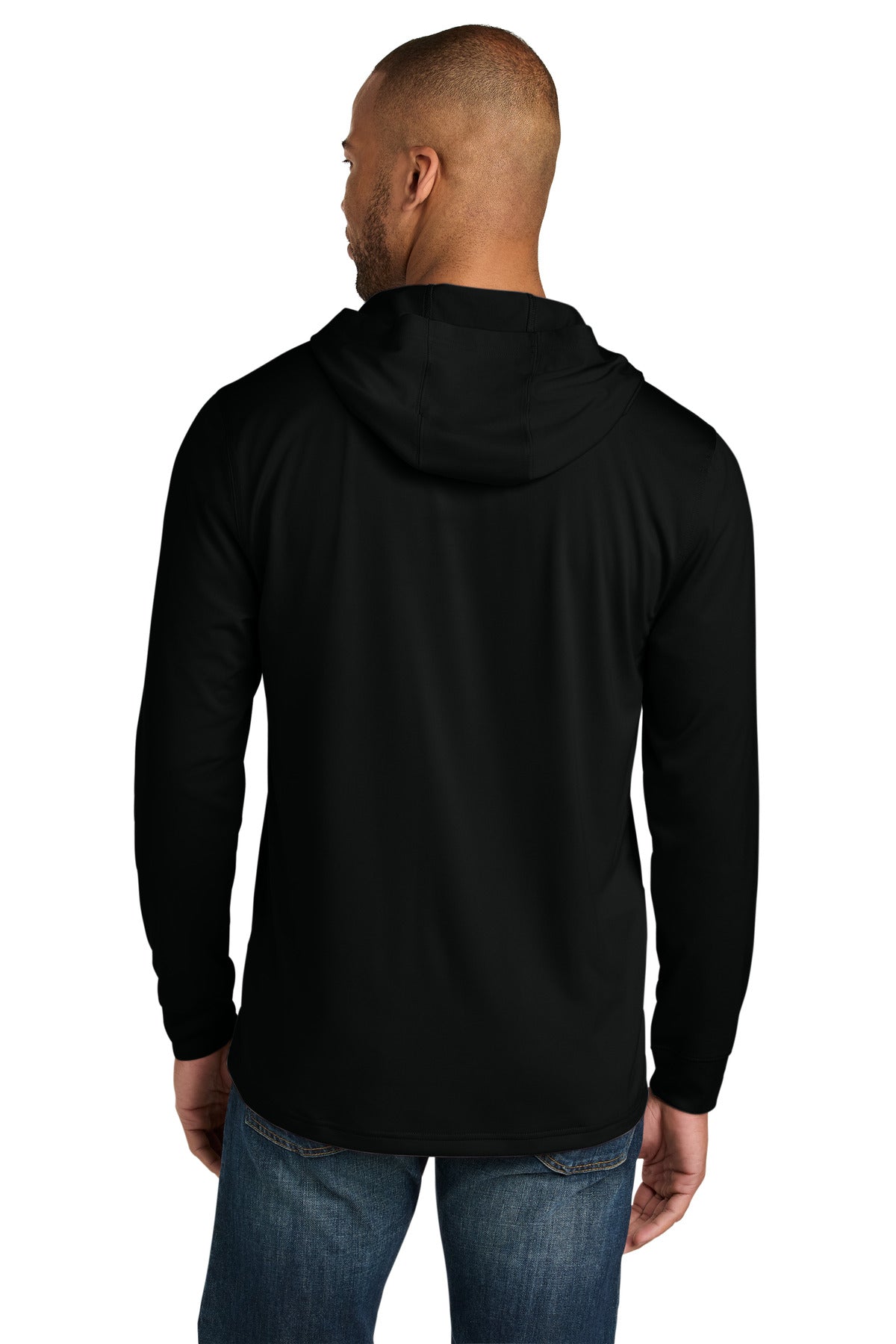 Black CornerStone Workwear Pro Long Sleeve Hooded Tee CS440LSH plain