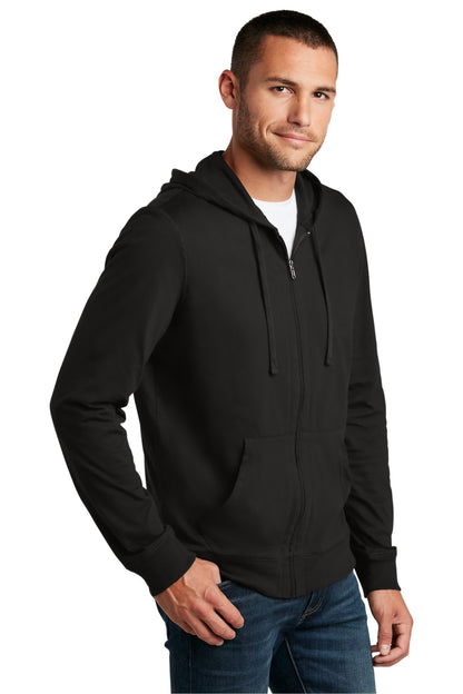 Black District Jersey Full-Zip Hoodie. DT1100 plain