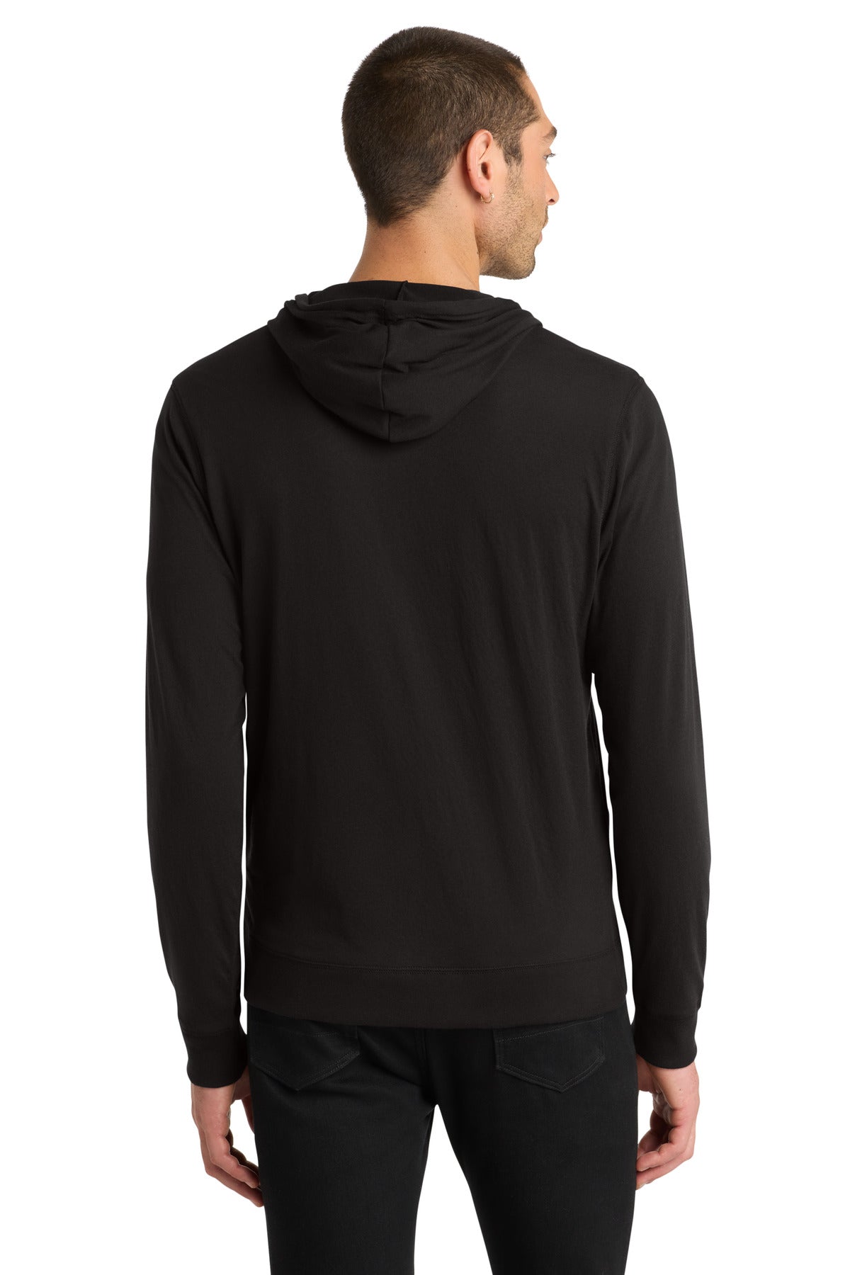 Black District Jersey Full-Zip Hoodie. DT1100 plain