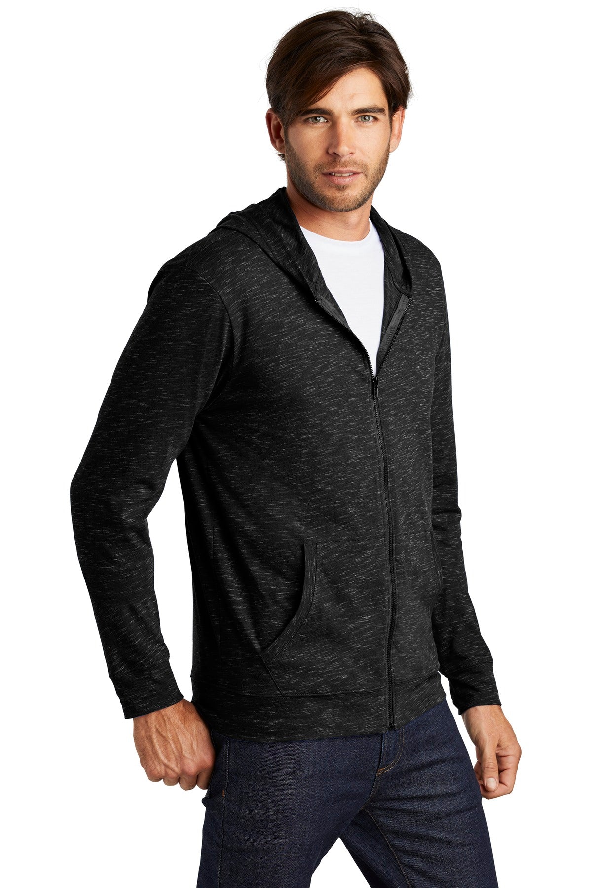 Black District Medal Full-Zip Hoodie. DT565 plain