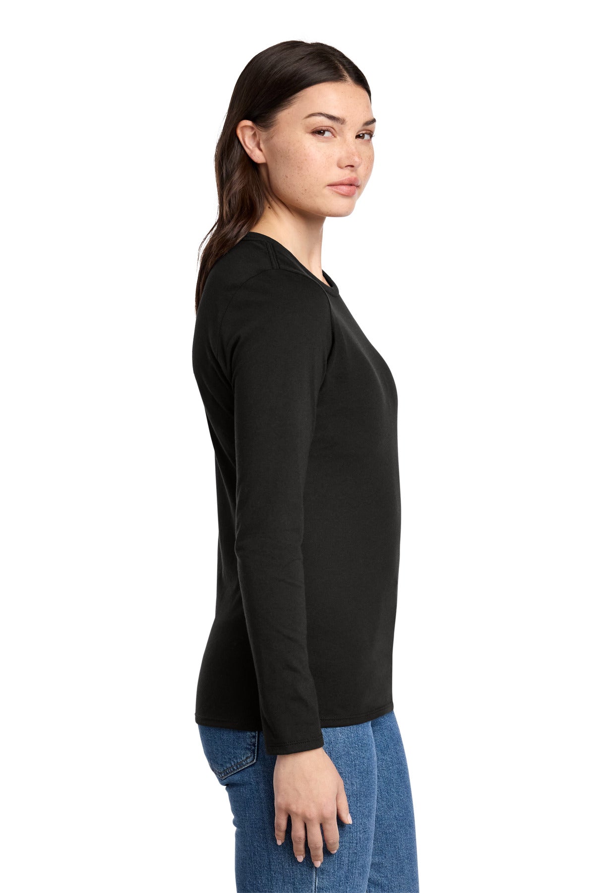 Black District Women's Perfect Blend CVC Long Sleeve Tee DT110 plain
