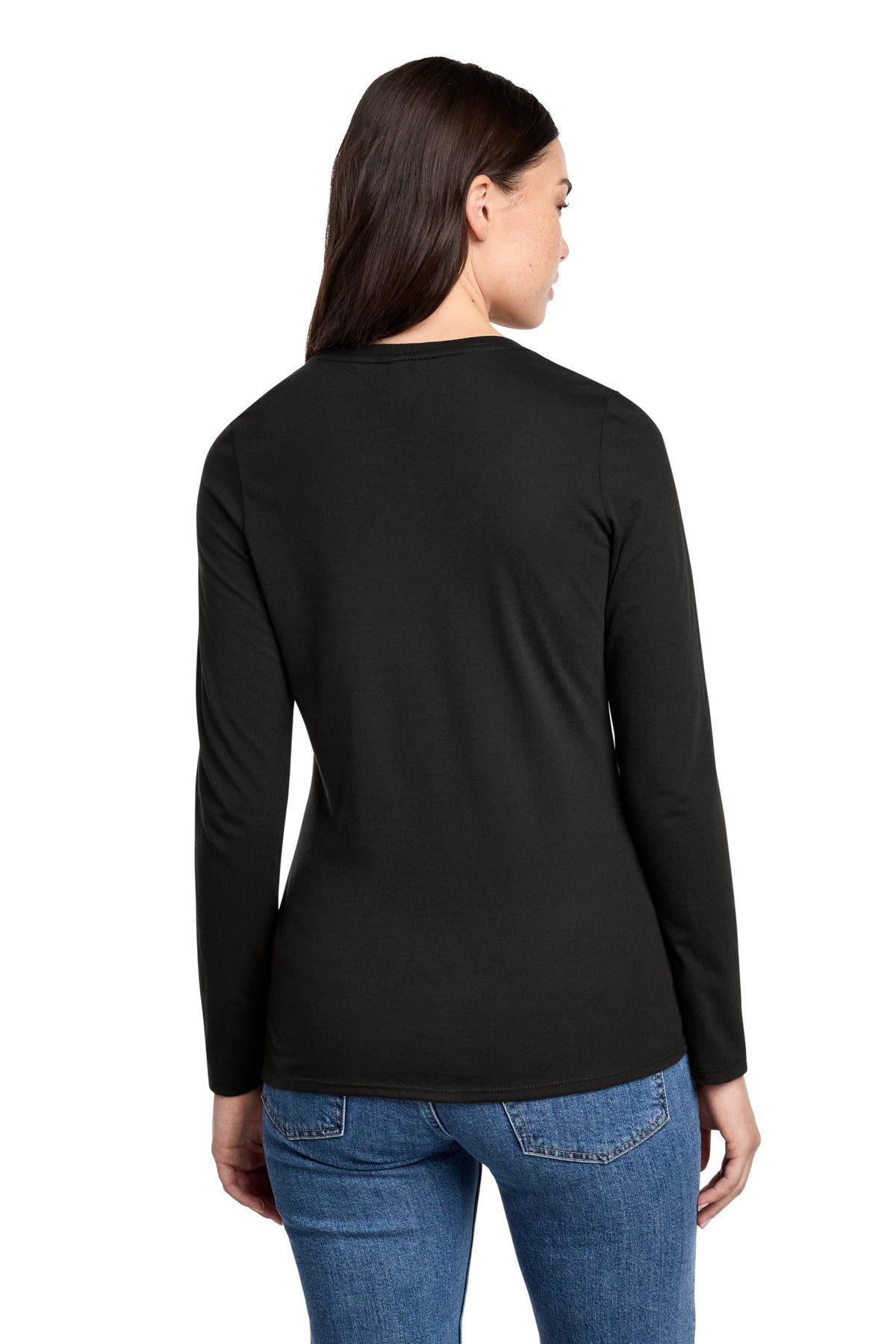 Black District Women's Perfect Blend CVC Long Sleeve Tee DT110 plain