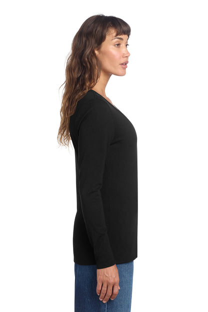 Black District Women's Perfect Tri Long Sleeve V-Neck Tee DT135 plain