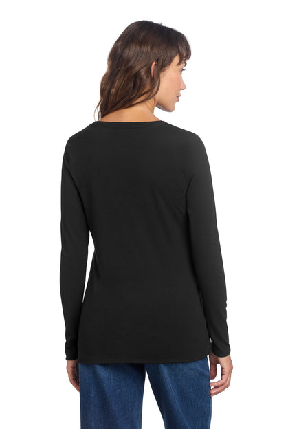 Black District Women's Perfect Tri Long Sleeve V-Neck Tee DT135 plain