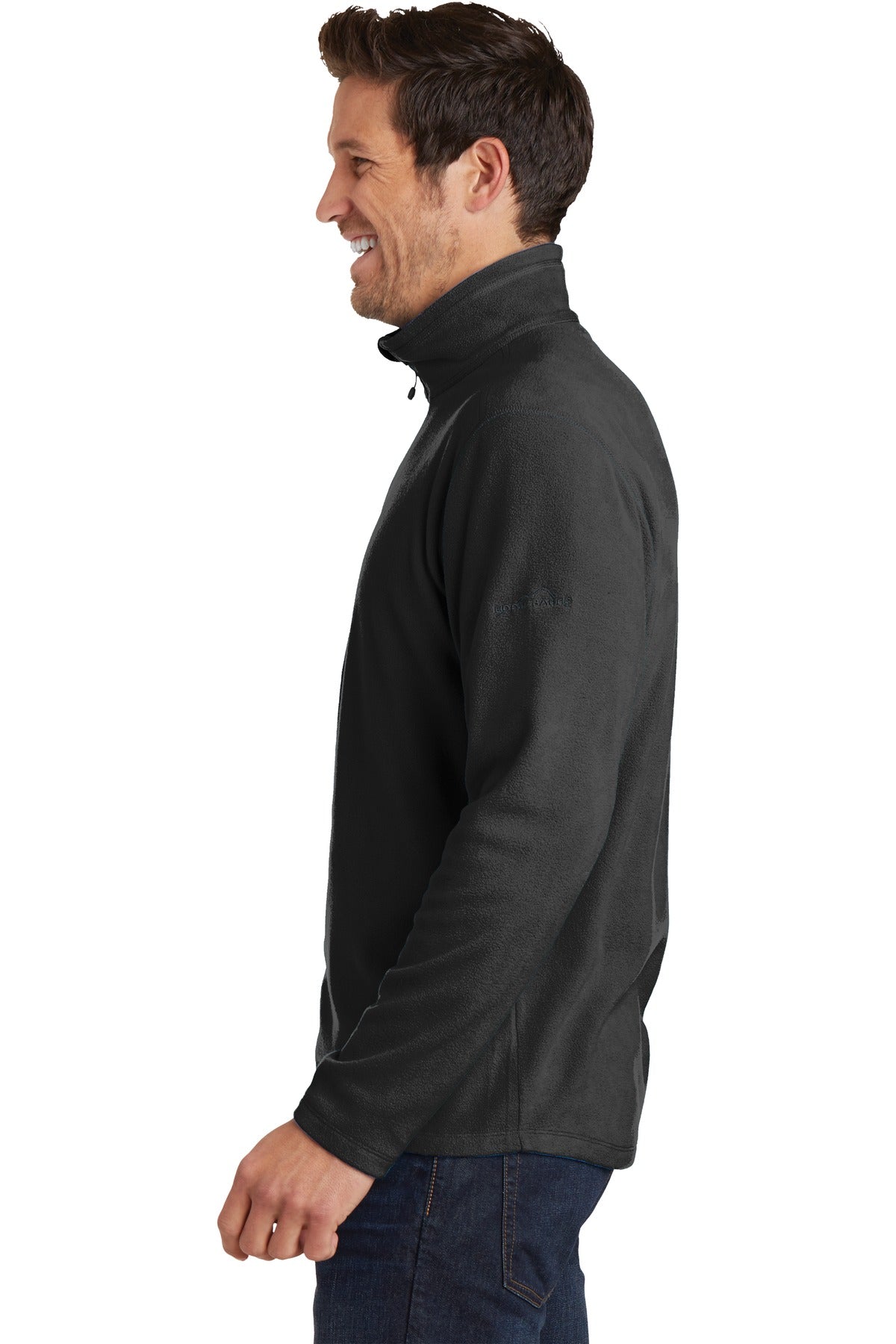 Black Eddie Bauer 1/2-Zip Microfleece Jacket. EB226 plain
