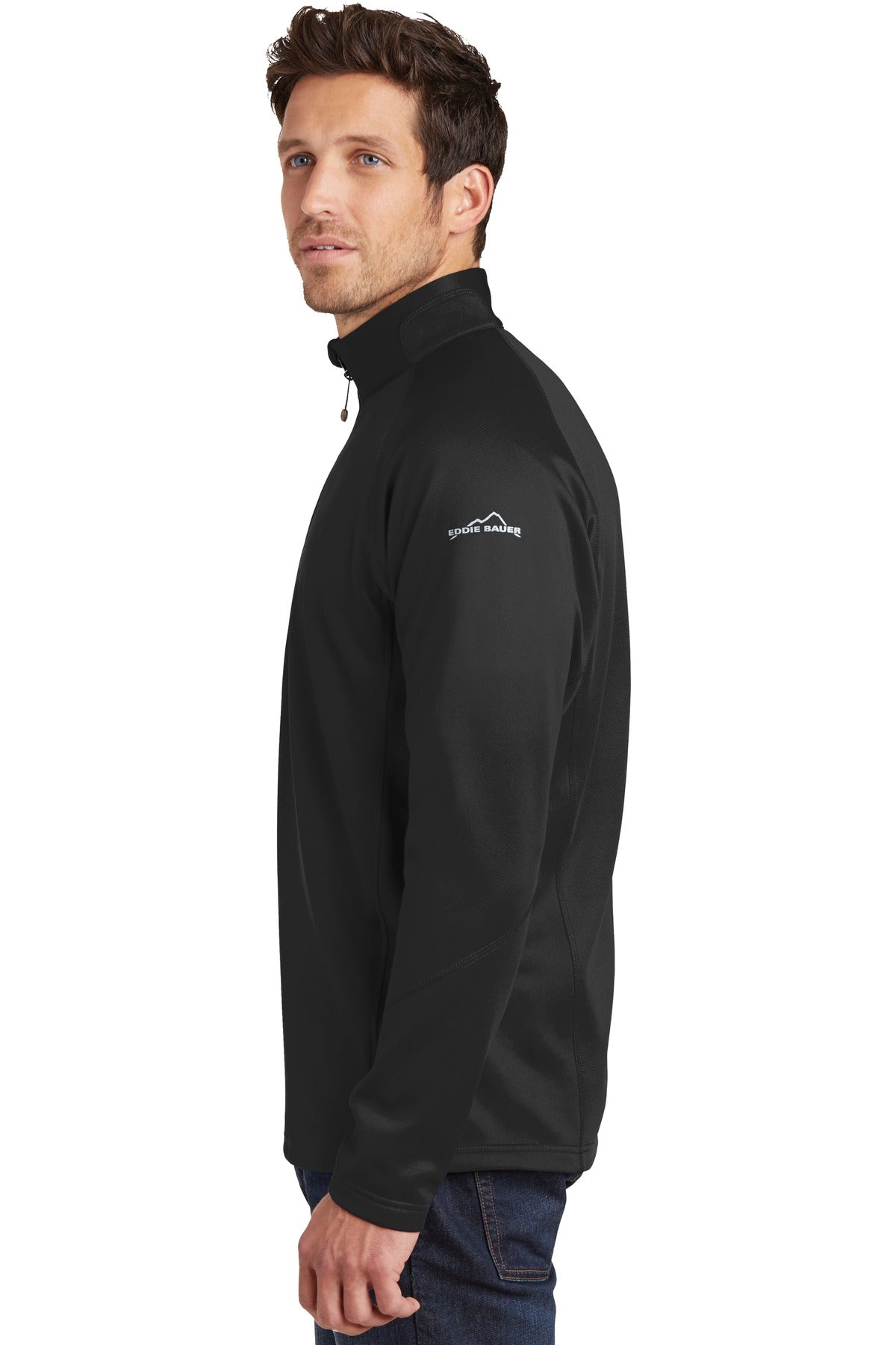 Black Eddie Bauer 1/2-Zip Performance Fleece. EB234 plain