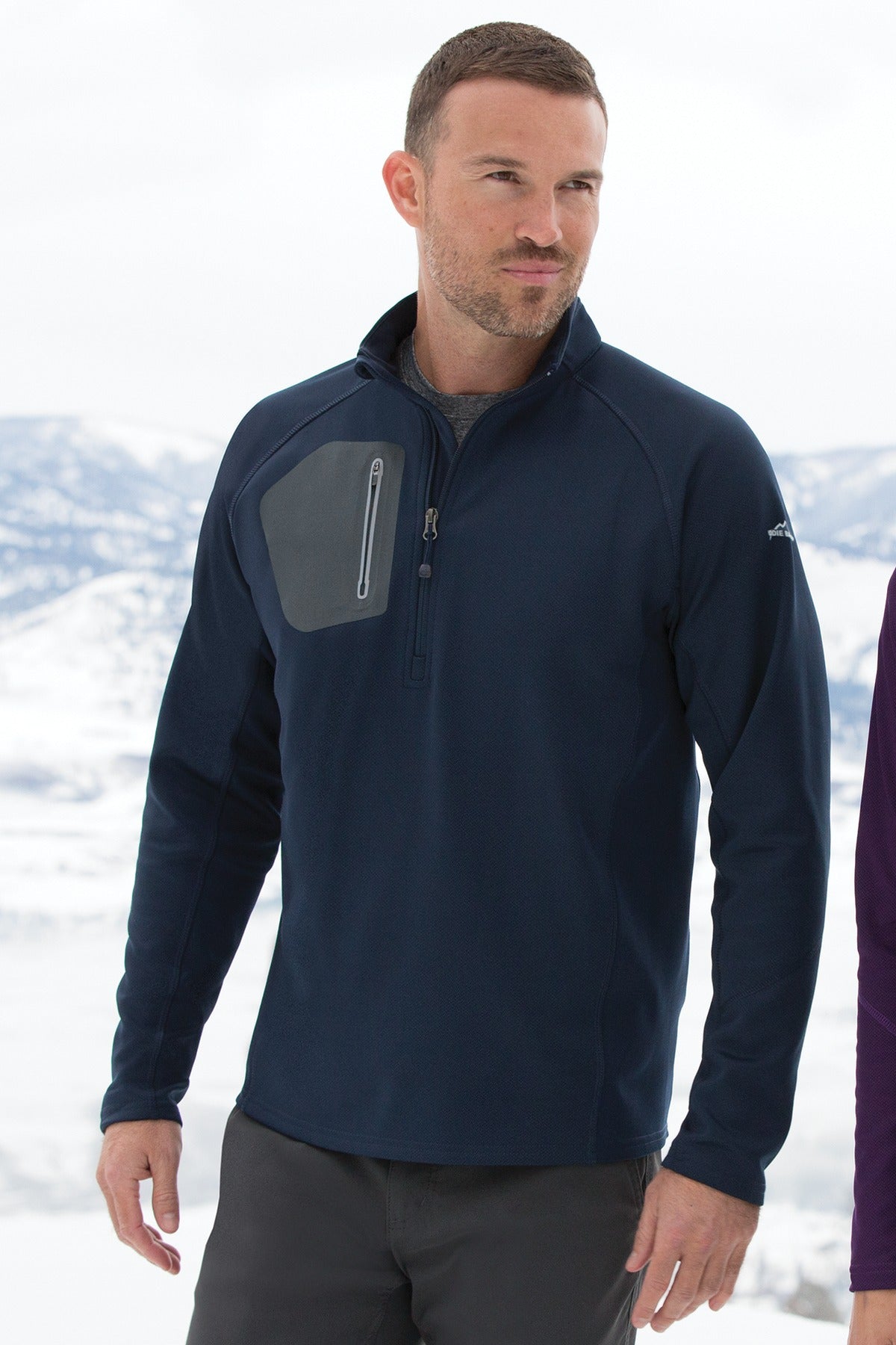 Black Eddie Bauer 1/2-Zip Performance Fleece. EB234 plain