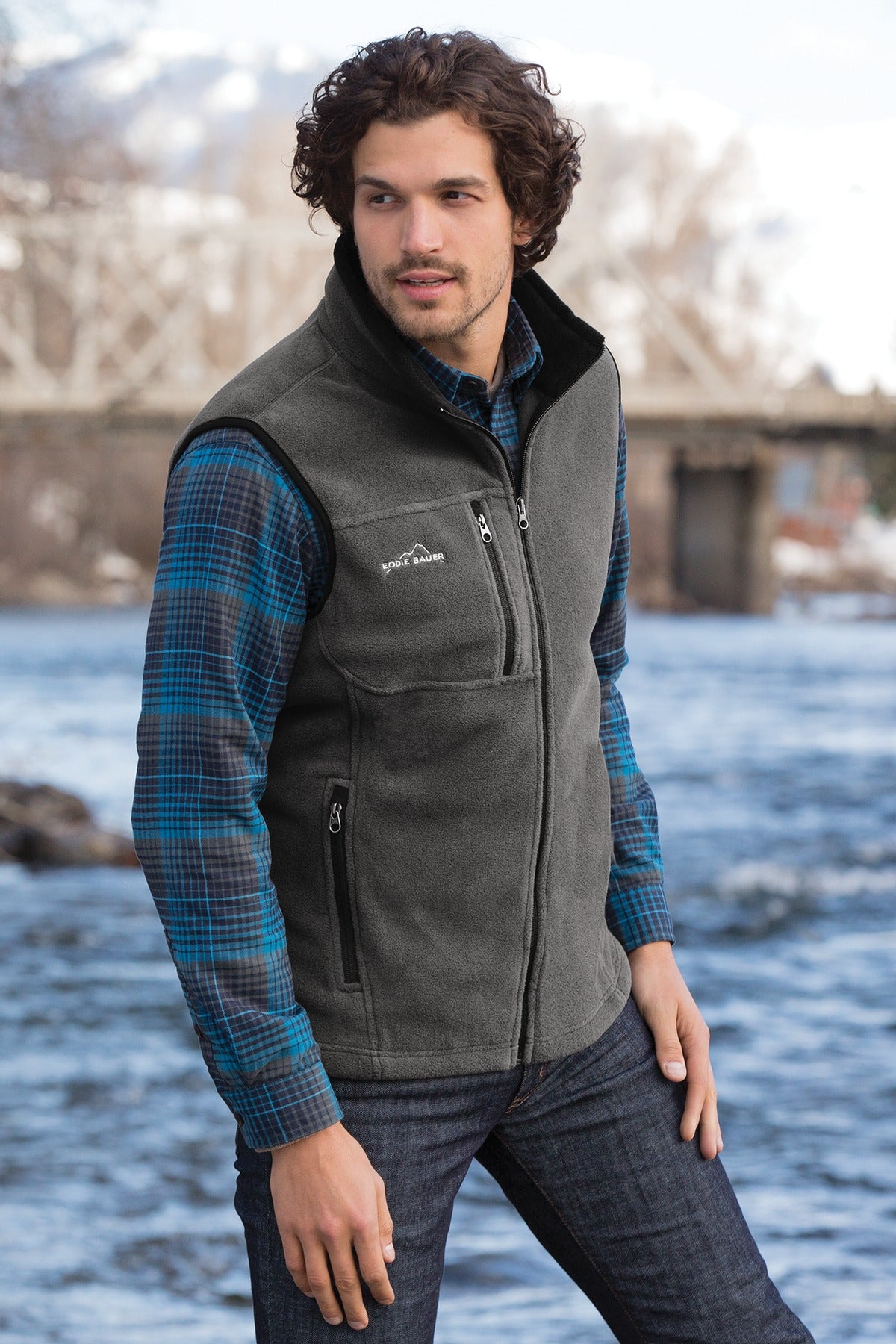 Black Eddie Bauer - Fleece Vest. EB204 plain