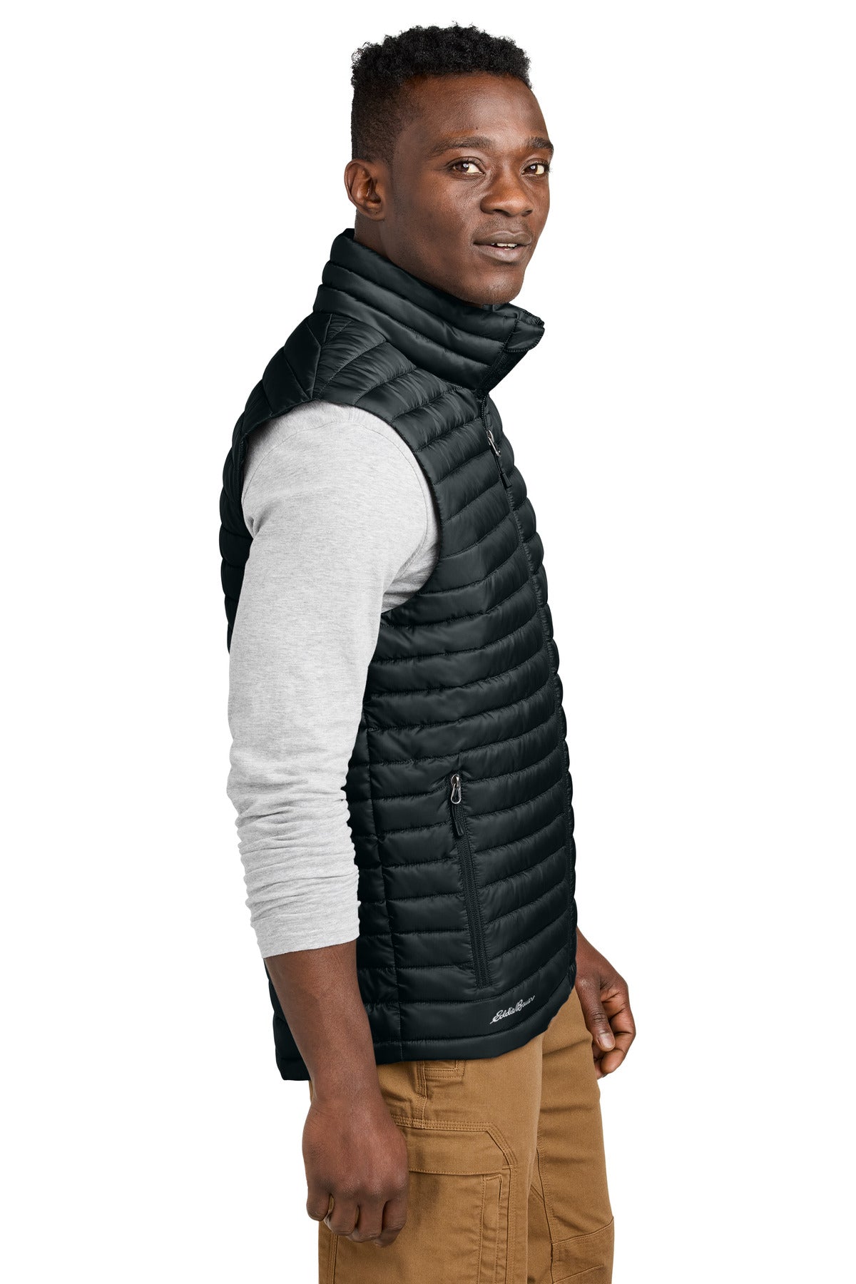 Black Eddie Bauer Packable Quilted Vest EB516 plain