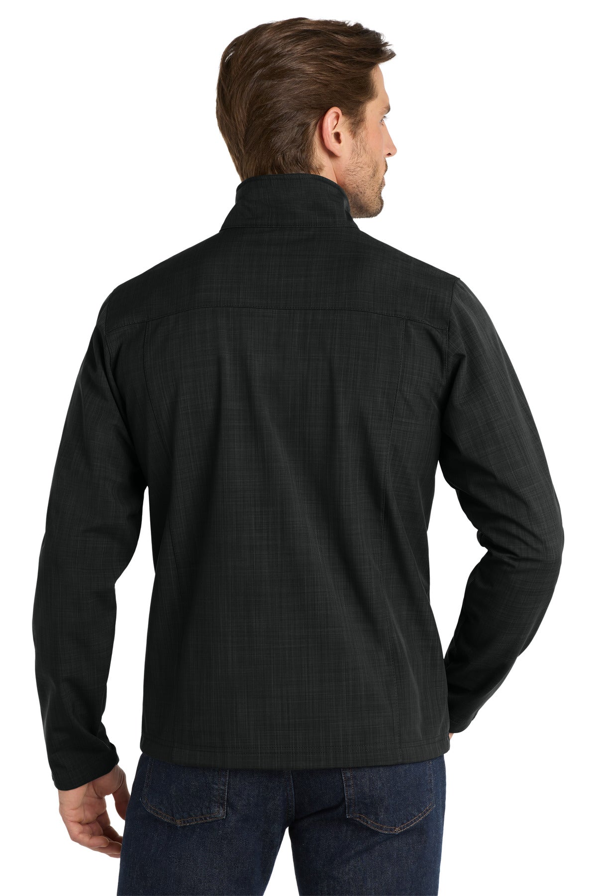 Black Eddie Bauer Shaded Crosshatch Soft Shell Jacket. EB532 plain