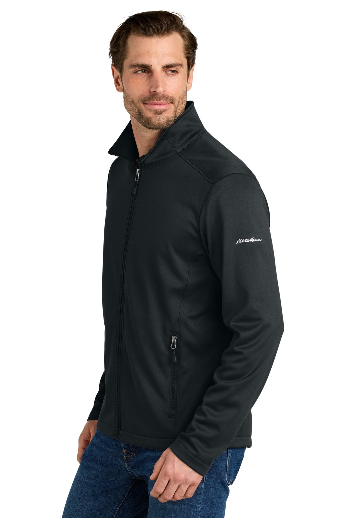 Black Eddie Bauer Smooth Mid Layer Fleece Full-Zip EB2460 plain