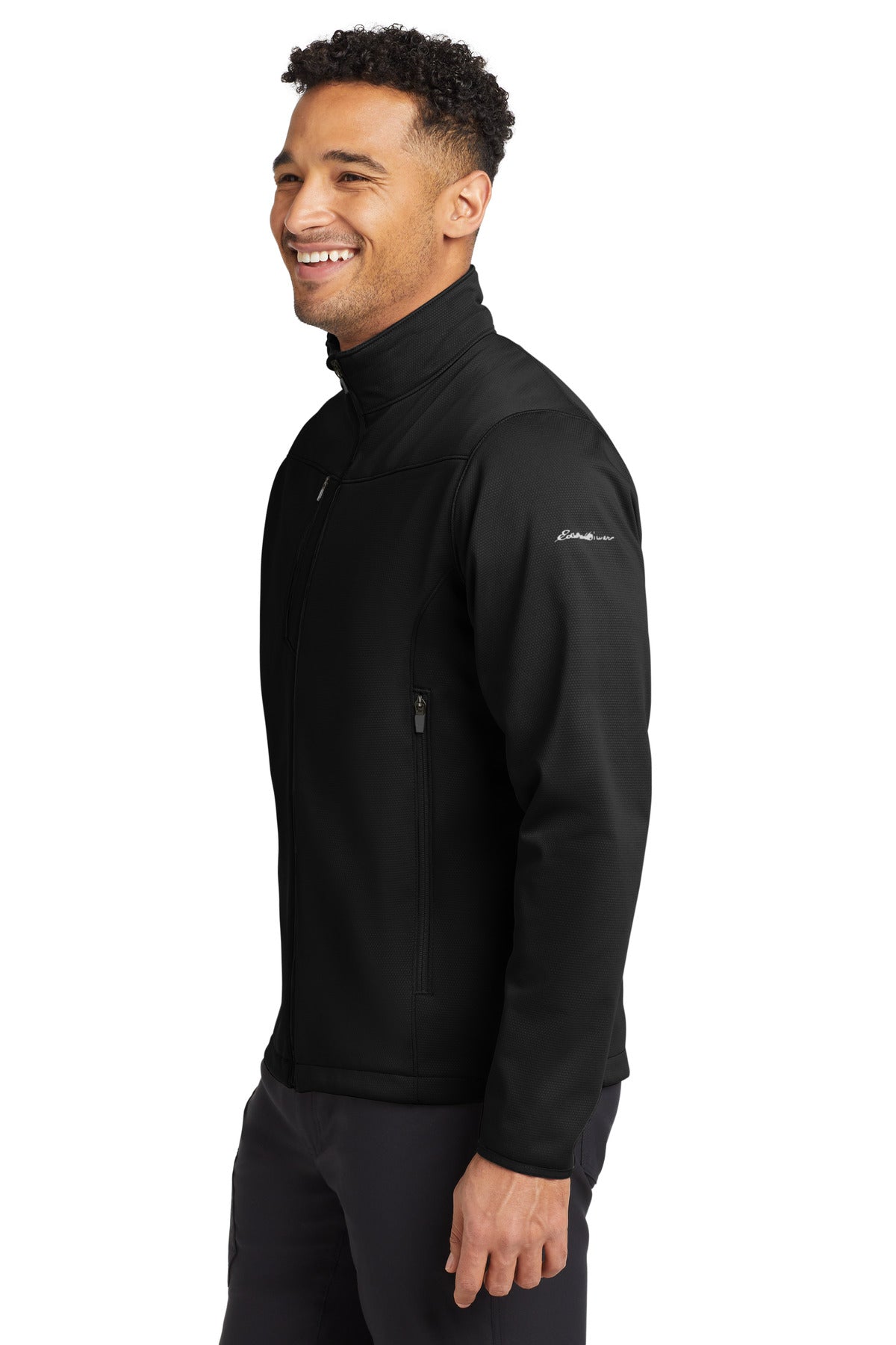 Black Eddie Bauer Weather-Resist Soft Shell Jacket. EB538 plain