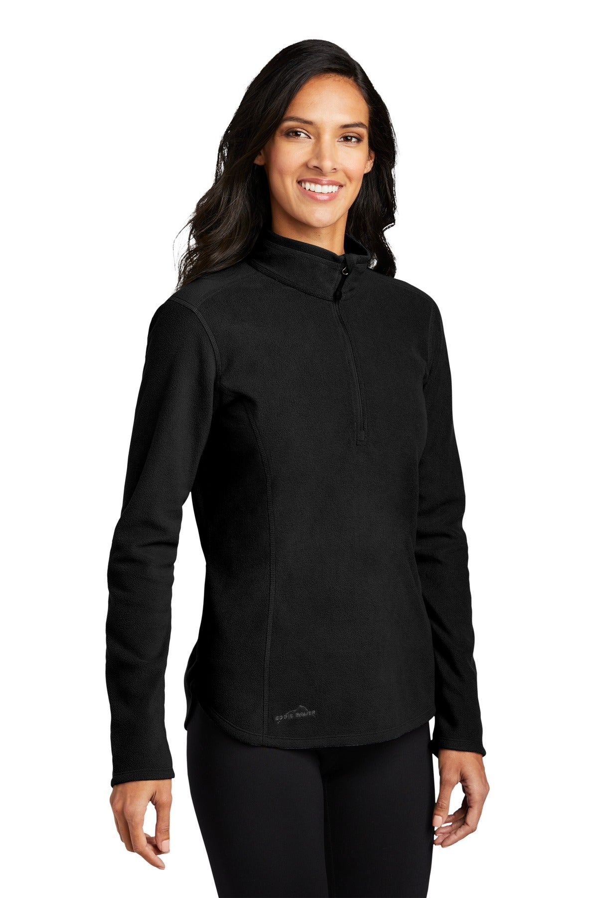Black Eddie Bauer Women's 1/2-Zip Microfleece Jacket EB227 plain