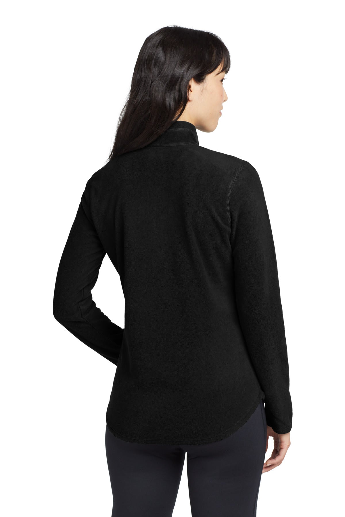 Black Eddie Bauer Women's 1/2-Zip Microfleece Jacket EB227 plain