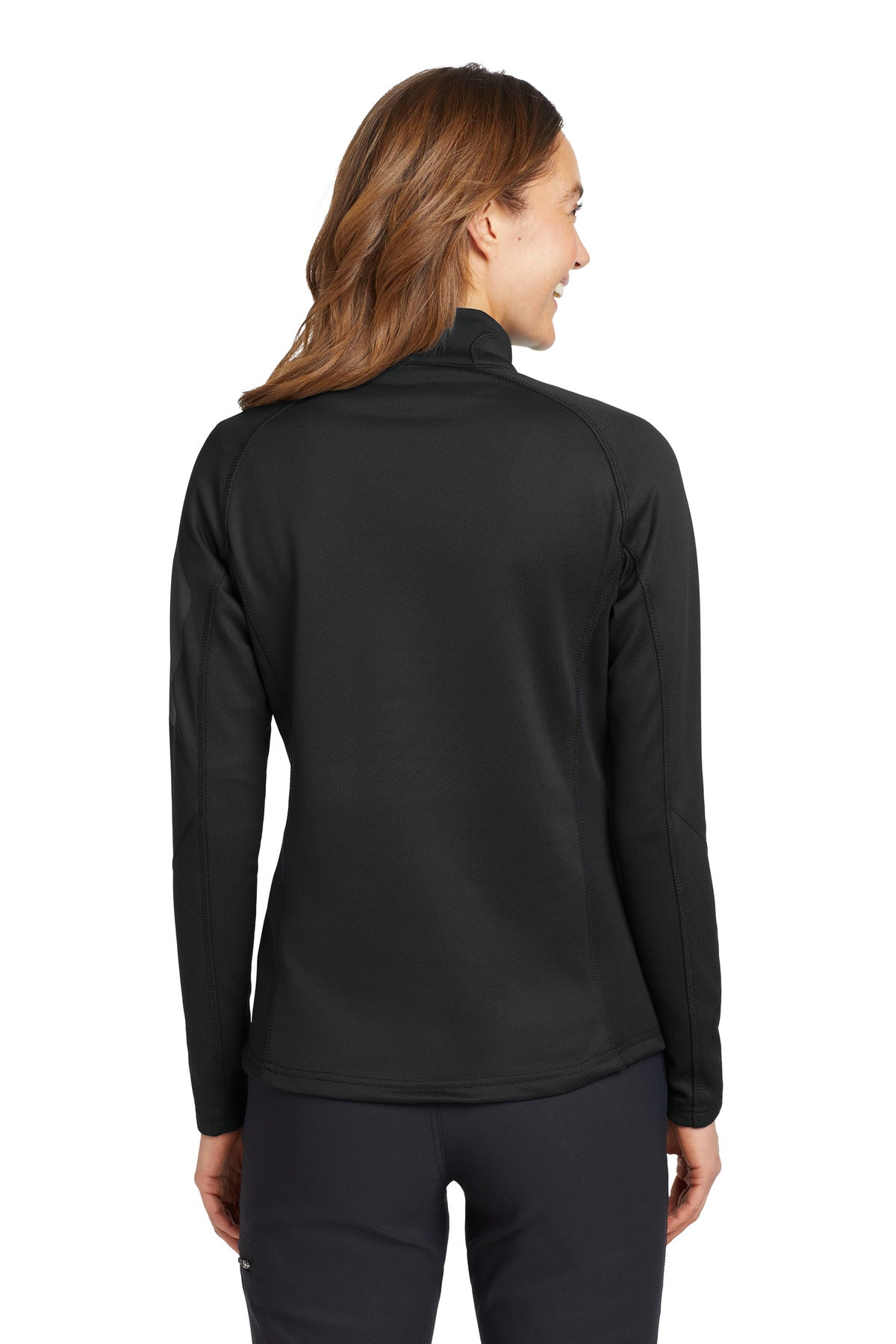 Black Eddie Bauer Women's 1/2-Zip Performance Fleece. EB235 plain