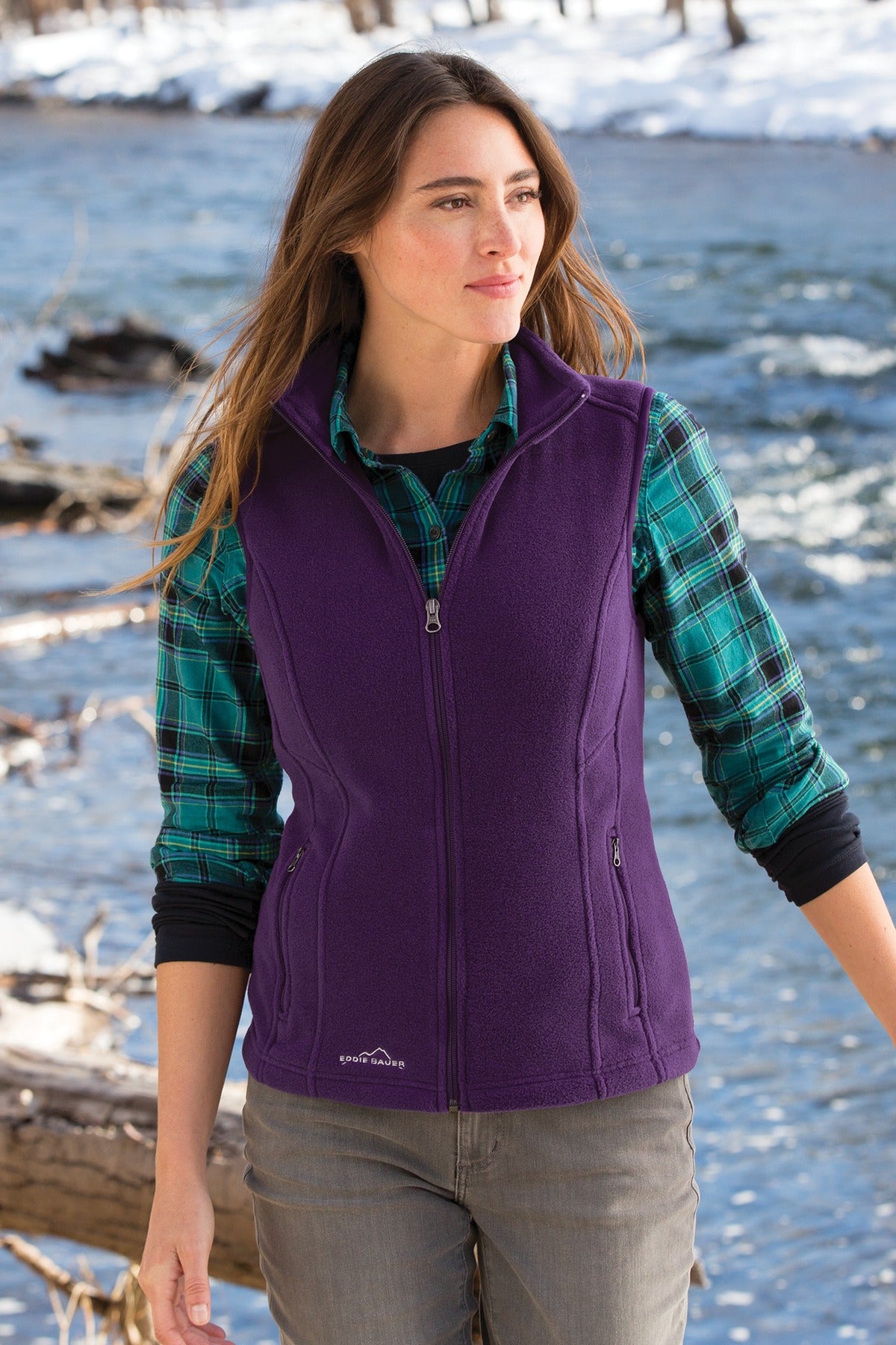 Black Eddie Bauer - Women's Fleece Vest. EB205 plain