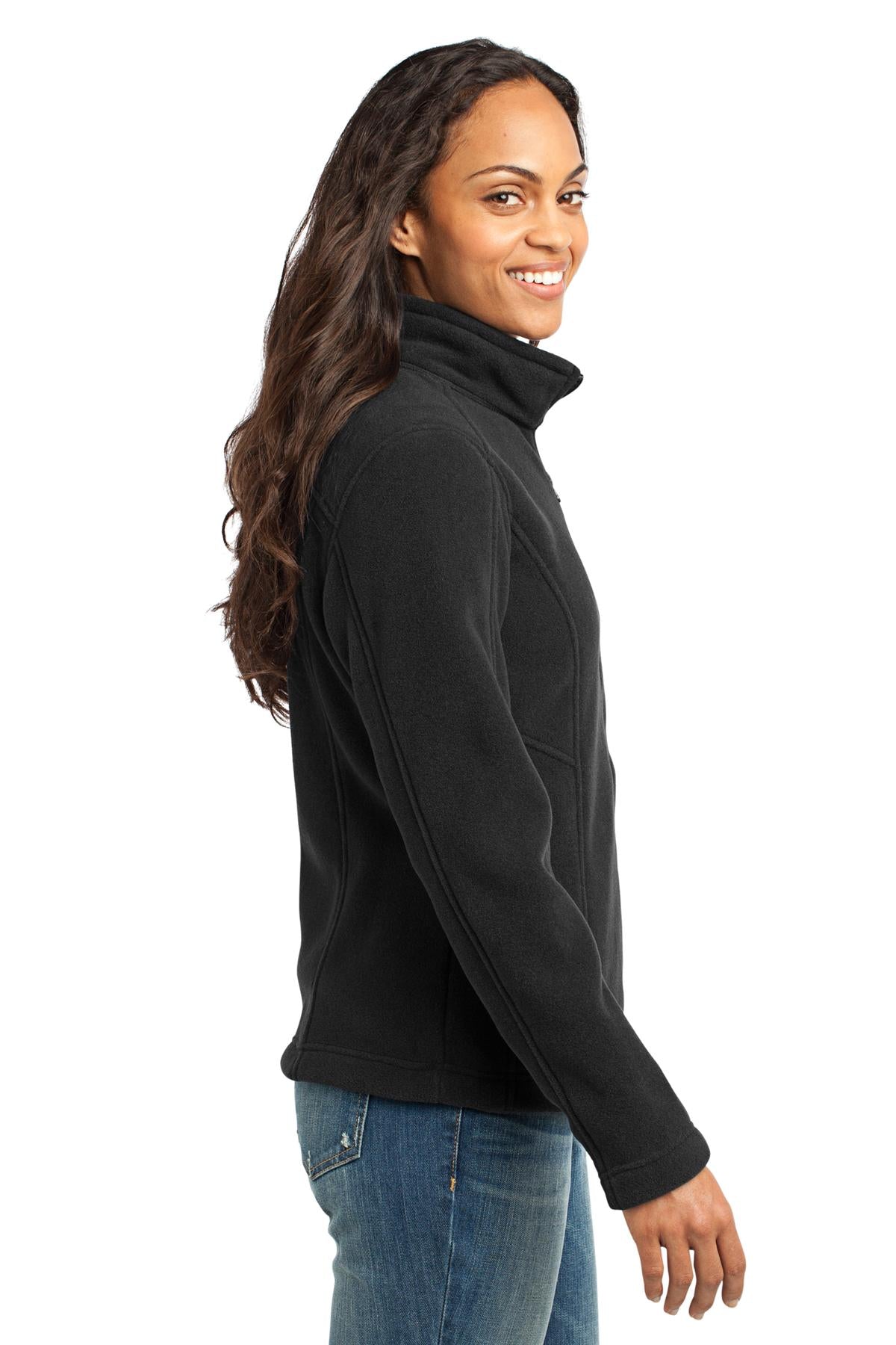 Black Eddie Bauer - Women's Full-Zip Fleece Jacket. EB201 plain