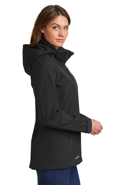 Black Eddie Bauer Women's Hooded Soft Shell Parka. EB537 plain