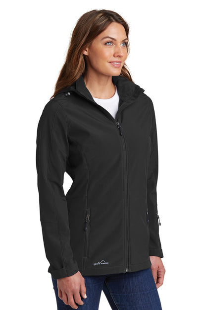 Black Eddie Bauer Women's Hooded Soft Shell Parka. EB537 plain