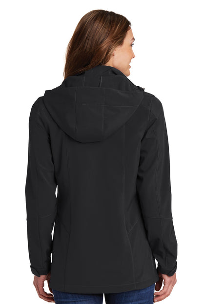 Black Eddie Bauer Women's Hooded Soft Shell Parka. EB537 plain