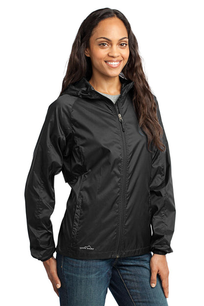 Black Eddie Bauer Women's Packable Wind Jacket. EB501 plain