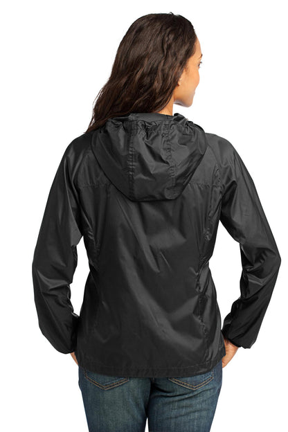 Black Eddie Bauer Women's Packable Wind Jacket. EB501 plain