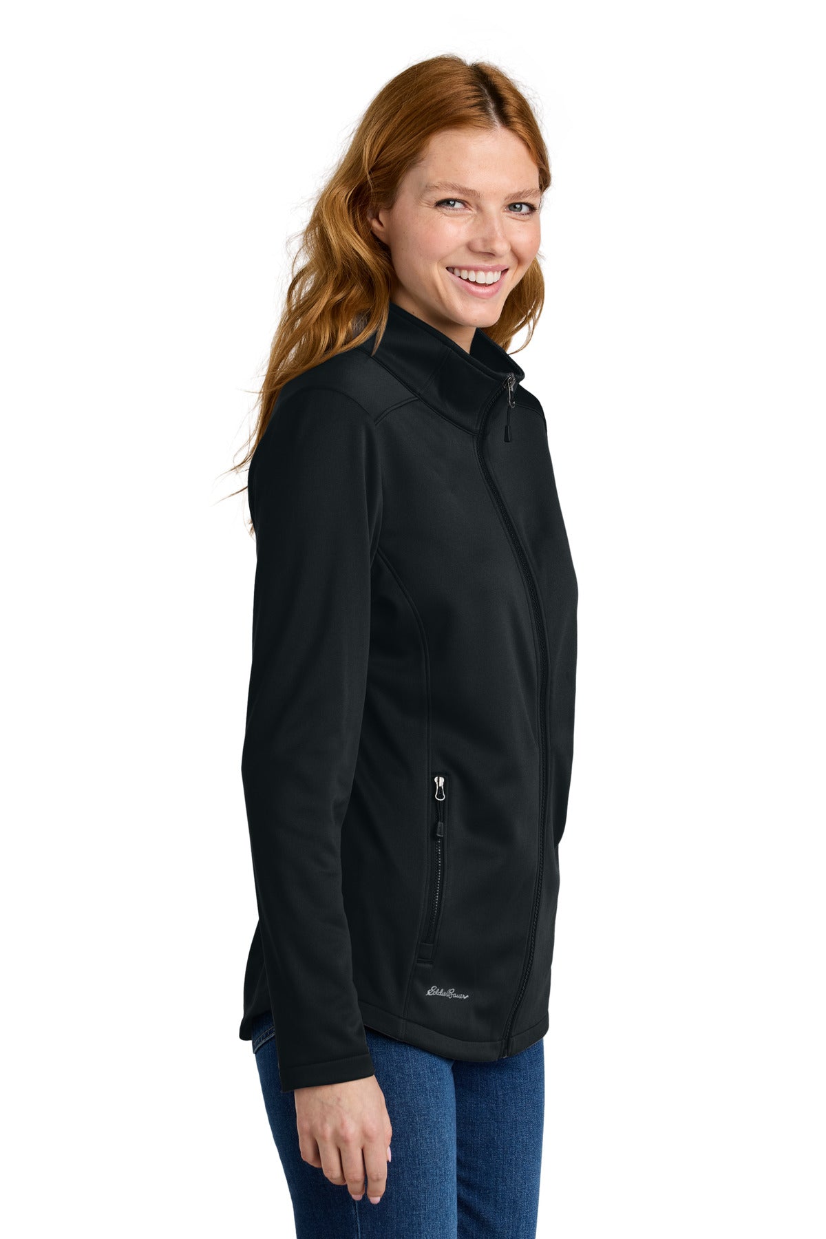 Black Eddie Bauer Women's Smooth Mid Layer Fleece Full-Zip EB2470 plain