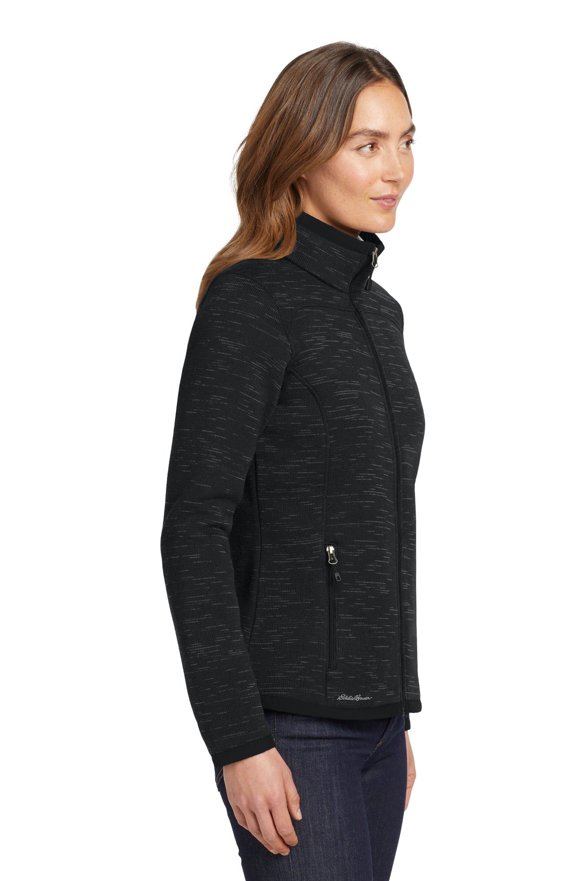 Black Eddie Bauer Women's Sweater Fleece Full-Zip. EB251 plain