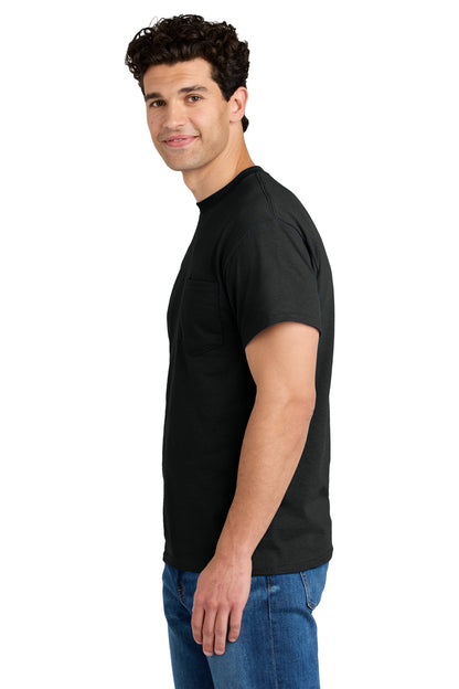 Black Gildan - DryBlend 50 Cotton/50 Poly Pocket T-Shirt. 8300 plain