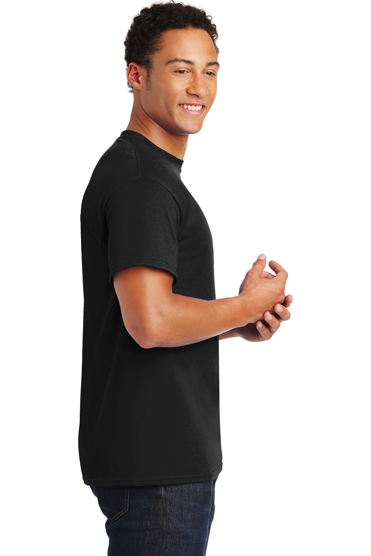 Black Gildan DryBlend 50 Cotton/50 Poly T-Shirt. 8000 plain